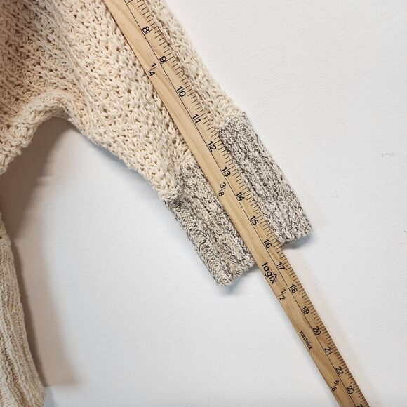 Sparrow Sweater Size M V-Neck Dolman Sleeve Open Knit Cream Beach Anthropologie - Picture 12 of 14